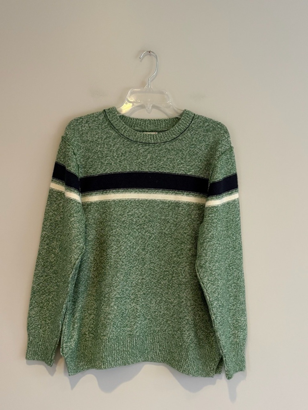 BDG Green Marled Sweater with Navy and White Stripe Size S